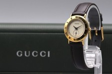 [Near MINT w/Box] GUCCI 3000.2.L Beige Dial Gold Quartz Ladies Watch 25mm
