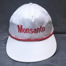 Vtg Monsanto Red & White Hat Rope Farming Seeds Fertilizer Farmer GMO
