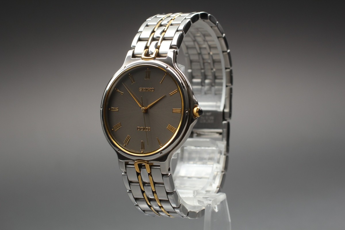 Vintage 1993 Seiko Dolce 5E31-6E50 Two-Tone Roman HAQ Quartz Mens