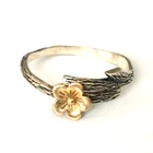 Vintage Ring tested 925 STERLING SILVER Size 8.5 Flower 2 Tone Band  lot y