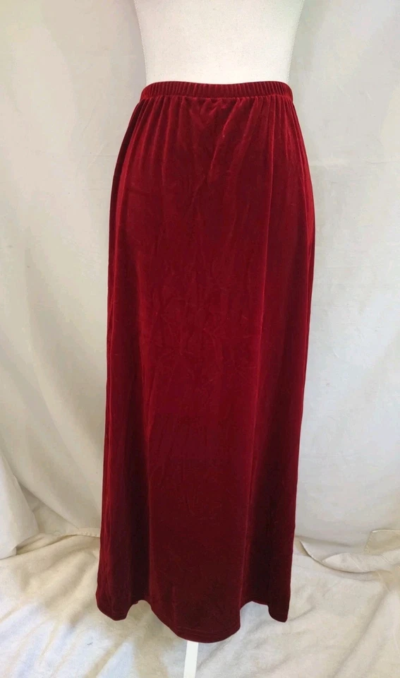 Falda Coldwater Creek Elastizada Terciopelo Rojo Rubí Tono Línea A Para Mujer Plus 22W Foto 4 de 4
