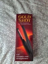 Gold N Hot 1/2 Inch Ceramic Root Straightener Black Adj. Heat - New, Unopened