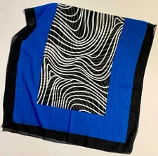 Blue Black White Swimsuit Sarong Cover Up Modern Abstract Zebra Pattern Beach