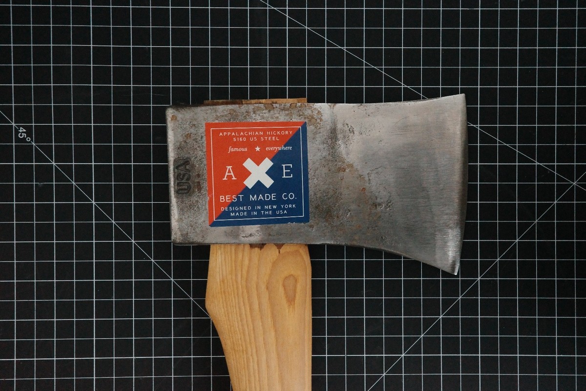 RARE BEST MADE CO AMERICAN FELLING AXE | BURNT TIP HANDLE | RED 