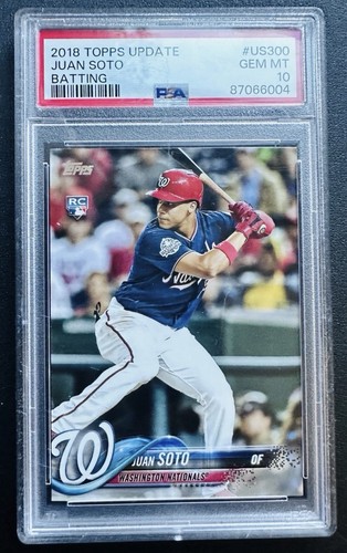 Topps Update 2018 Juan Soto Batting RC #US300 PSA 10 Vertical Blue Jersey