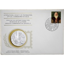 [#1279507] Yugoslavia, Medal + stamp, International Society of Postmasters, 1977