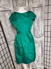 Vtg 50s 60s 1960s Dress Wiggle Jane Andre California Cocktail Pinup Fringe Ties