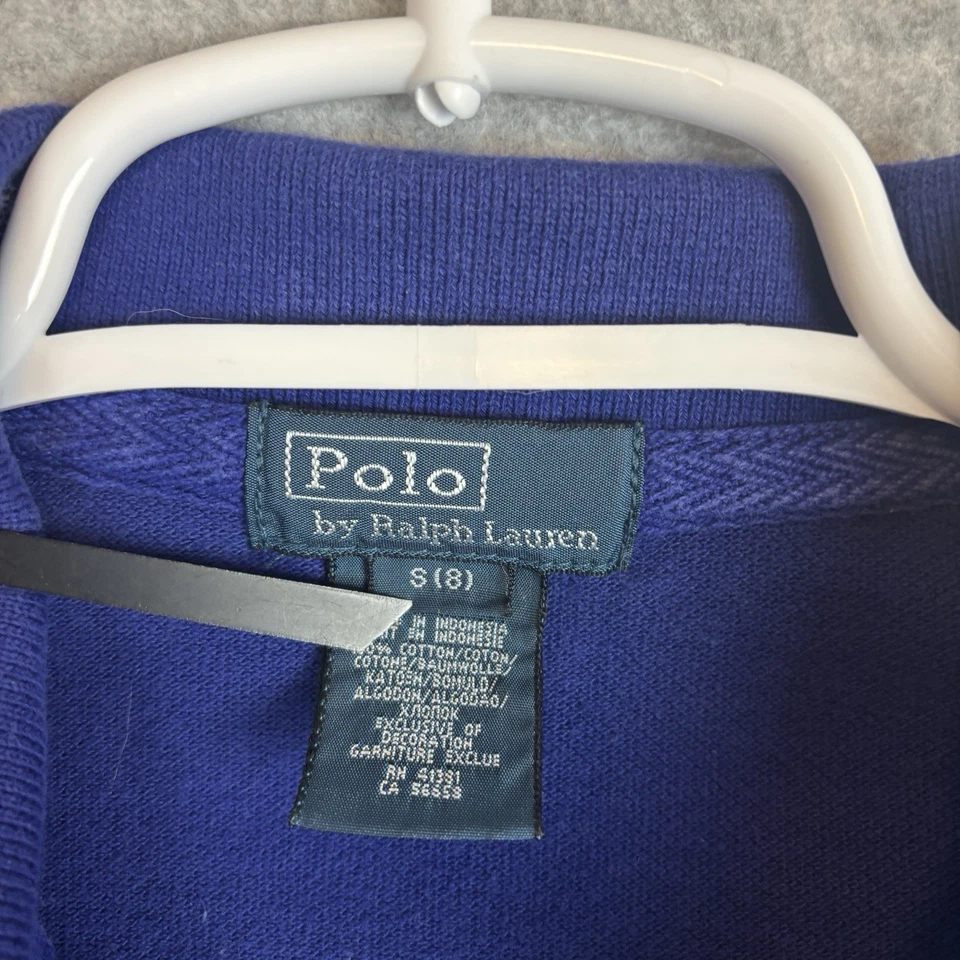 Polo Ralph Lauren Italy 1934 Track Field Shirt Boys Small 8 Blue Big Pony Vtg - Image 2 of 4