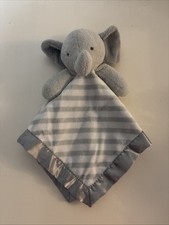 Cloud Island Elephant Lovey Security Blanket Gray White Stripe Satin Trim Target