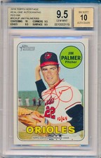 JIM PALMER 2018 Topps HERITAGE Real One AUTO /69 RED INK 1969 Style BGS 9.5 GEM
