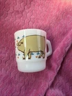 Vintage Anchor Hocking Pig on Roller Skates Milk Glass Stackable Mug