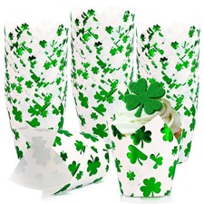 120Pcs St. Patrick's Day Tulip Cupcake Liners Green Foil Shamrock Muffin Baking