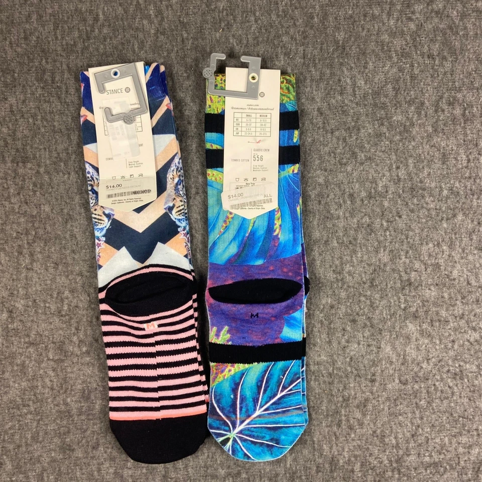 Calcetines Stance Uncommon Thread Crew Tomboy Azul Claro Palma Floral Gráfico Nuevos Foto 2 de 4