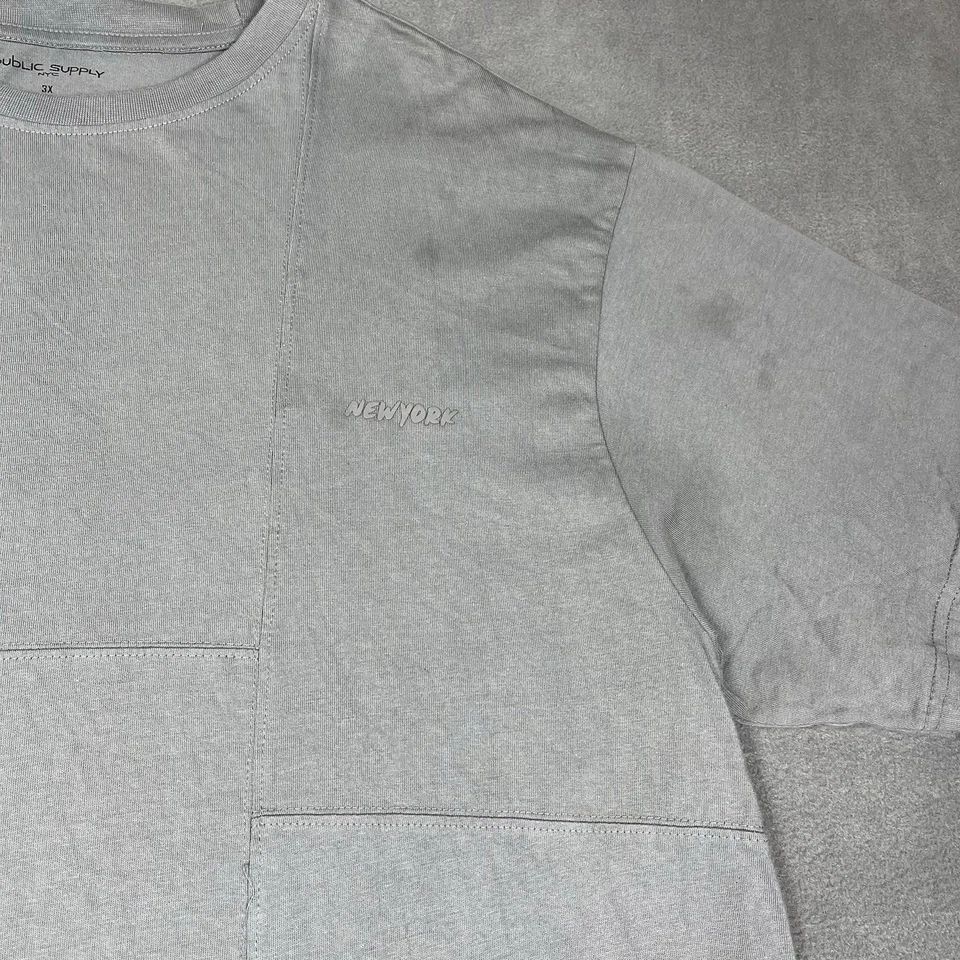 Public Supply NYC Shirt Adult 3XL Gray Short Sleeve Oversized Relaxed Fit Mens - Image 4 of 4