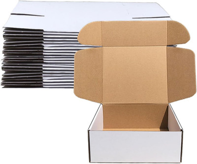 Shipping Boxes 9X9X4 Inch Pack of 20， White Corrugated Cardboard Box Mailer Boxe