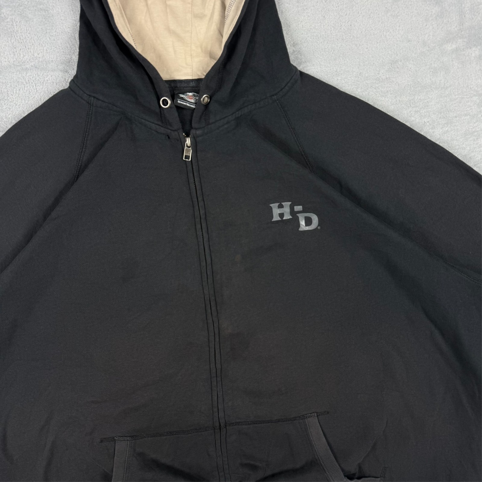 Vintage Harley Davidson 2000's Y2K Tribal Biker Alt Black 5XL Full Zip Hoodie image 3