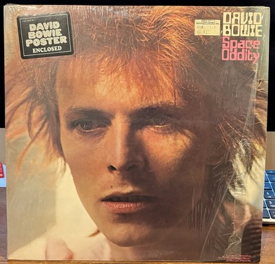 DAVID BOWIE Space Oddity LP 1972 REISSUE w/Poster HYPE STICKER Shrink LSP-4813