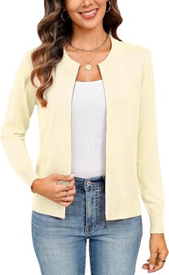 Womens Long Sleeve Knitted Zip Up Lightweight Cardigan Sweater Jacket Casual Top
