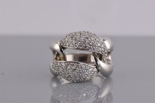 Sterling Silver BOLD Cubic Zirconia Clustered Oval Open Link Band Ring 925 Sz: 8