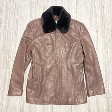 Liz Claiborne Women's Vintage Leather Jacket Size Medium Removeable Liner Fur