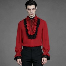 Men Women Medieval Courtly Costume Performance Cosplay Innerwear Vampire Shirt