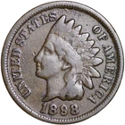 1898 Indian Head Cent Good - Very Good Condition Average Circulated Copper Penny