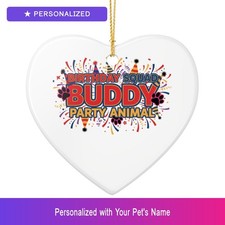 Custom Pet Birthday Party Ornament Personalized Heart Shaped Pet Lover Gift