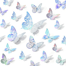 48 Pcs Iridescent 3D Butterfly Wall Decor Iridescent Party Decorations for Bedro