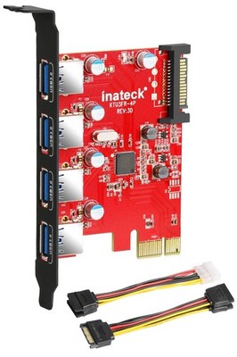 Inateck Superspeed 4 Ports PCI-E to USB 3.0 Expansion Card - Interface USB 3.0 4