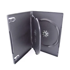 25 Pack Standard 14mm Black 3 Disc CD & DVD Cases with Hinged Flip Tray and O...