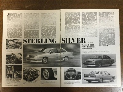 Misc 6712 Article 1986 Audi 5000 Turbo 2 page Sterling Silver
