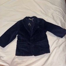 Cat and Jack Boys 12m Velvet Navy Blue Blazer Jacket 2 Button Up Church Cruise