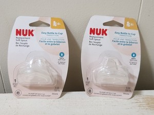 2 NUK 6 M Replacement Soft Spout Clear Lot