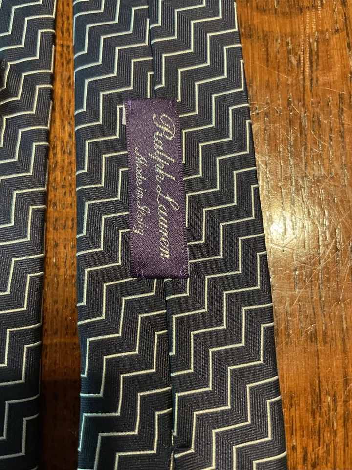 Corbata Ralph Lauren etiqueta púrpura azul marino a rayas Foto 4 de 4
