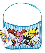 Hello Kitty Shoulder Purse Sanrio for Girls Striped Background Group Photo