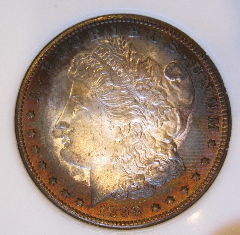 1898 O Morgan Silver Dollar - UNC, Bullseye toning both sides, 5367
