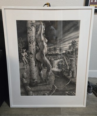 ''Wood Nymph'' By Stewart Freshwater Charcoal Gallery Piece