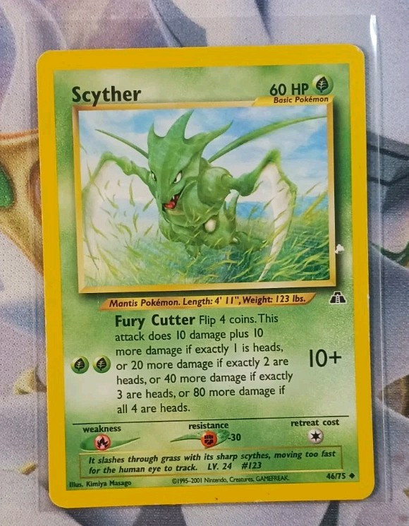 Scyther 46/75 Pokemon Card Neo Discovery Uncommon HP.