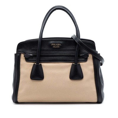 Prada Bicolor Saffiano Leder Canvas Finish Tasche