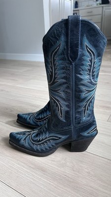 Ariat Ladies Round Up Collins Fresh Denim Western Boots Size 7B In navy  NWOB