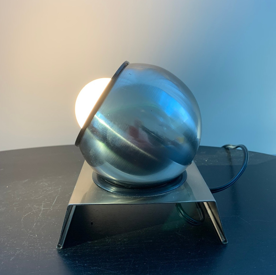 Eyeball Lamp Mid Century Modern Design Steel Accent Light Space Age Orb