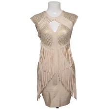Cocktailkleid, Größe: M, Beige/Gold, Elasthan/Polyamid/Viskose, Streifen #yFa