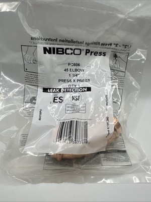 NIBCO PRESS 1-1/4'' 45 Elbow Leak Detection Fitting  PC606 9043100PC Brand New