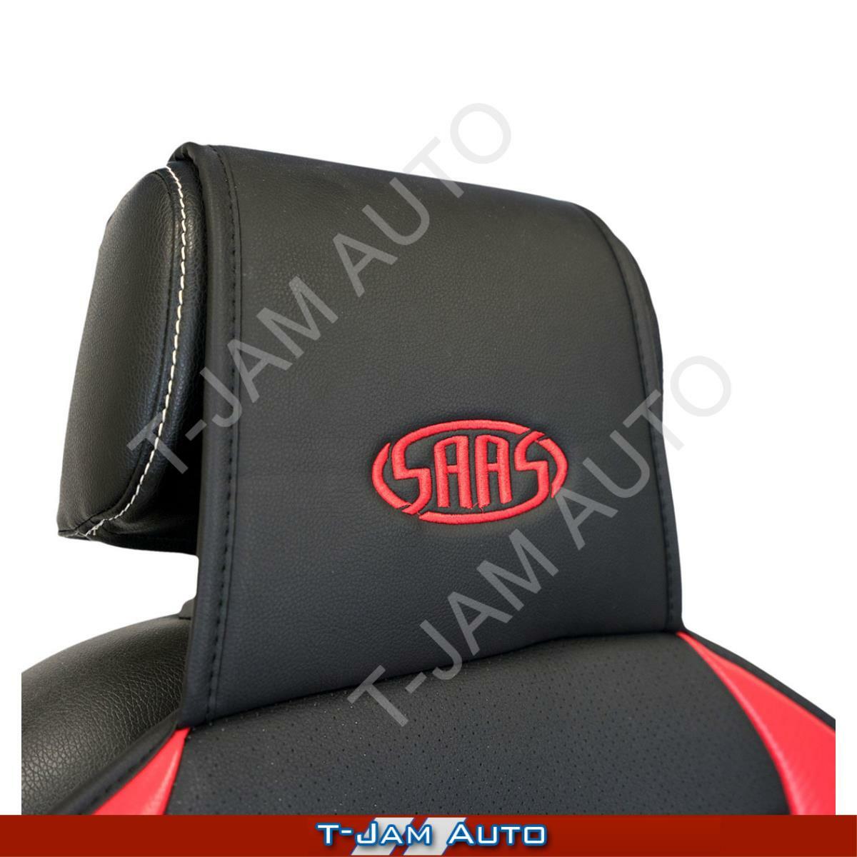 SAAS Universal Seat Sports Cushion PU Leather Black / Red with Logo eBay