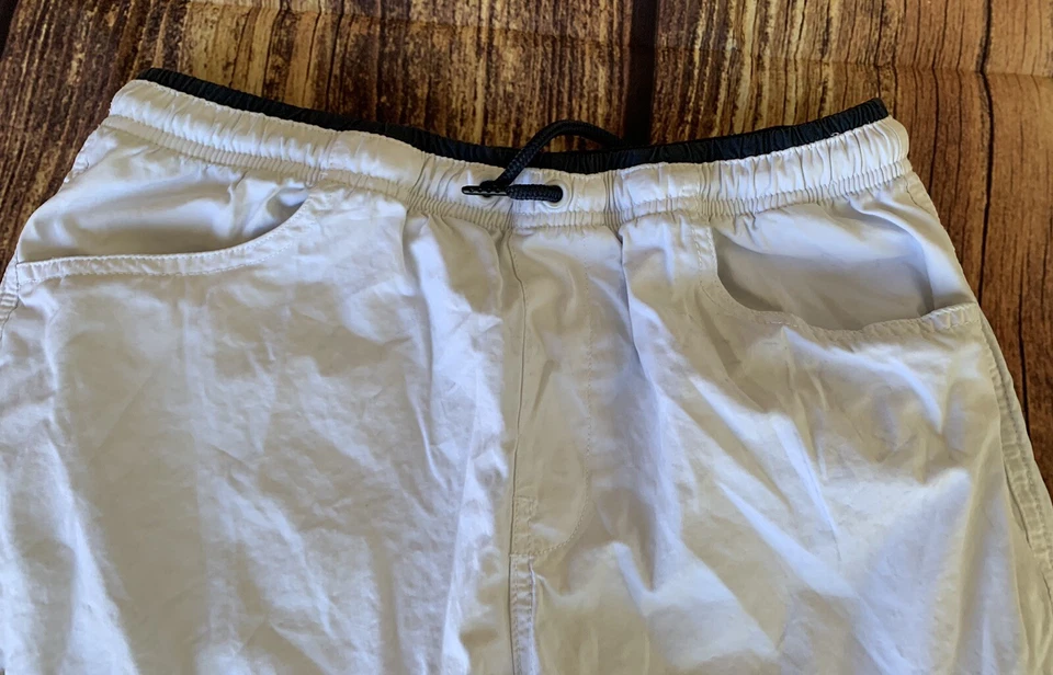 Pantalones Cortos de Carga Univibe Para Hombre Cintura Elástica Cordón Bolsillos Laterales Blancos Talla: L Foto 4 de 4
