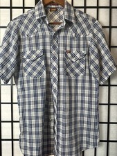 VTG Lee Pearl Snap Button Up Shirt Mens Medium Plaid Western Workwear Cowboy