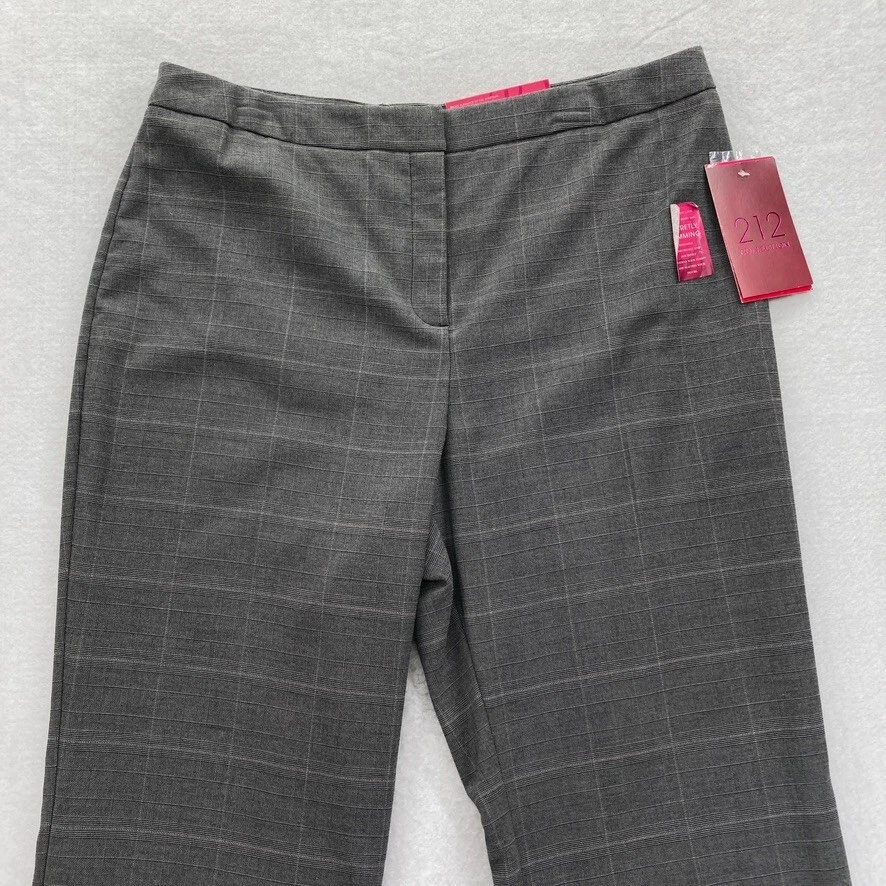 Pantalón de vestir 212 Collection para mujer 16 gris tela elástica calce clásico pierna recta Foto 2 de 4