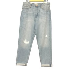 Universal Thread Womens Jeans 8 29R Boyfriend Light Wash Denim Tapered Raw Hem