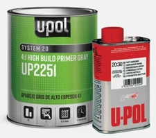 U-POL 2K Gray High-Build Urethane Primer 2251 + 2307 Fast Hardener Kit (1 Liter)