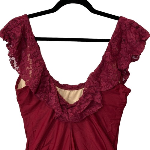 Chelsea28 Capri Ruffle Lace One-Piece Swimsuit Red Rumba Women's XL NWOT - Picture 9 of 12
